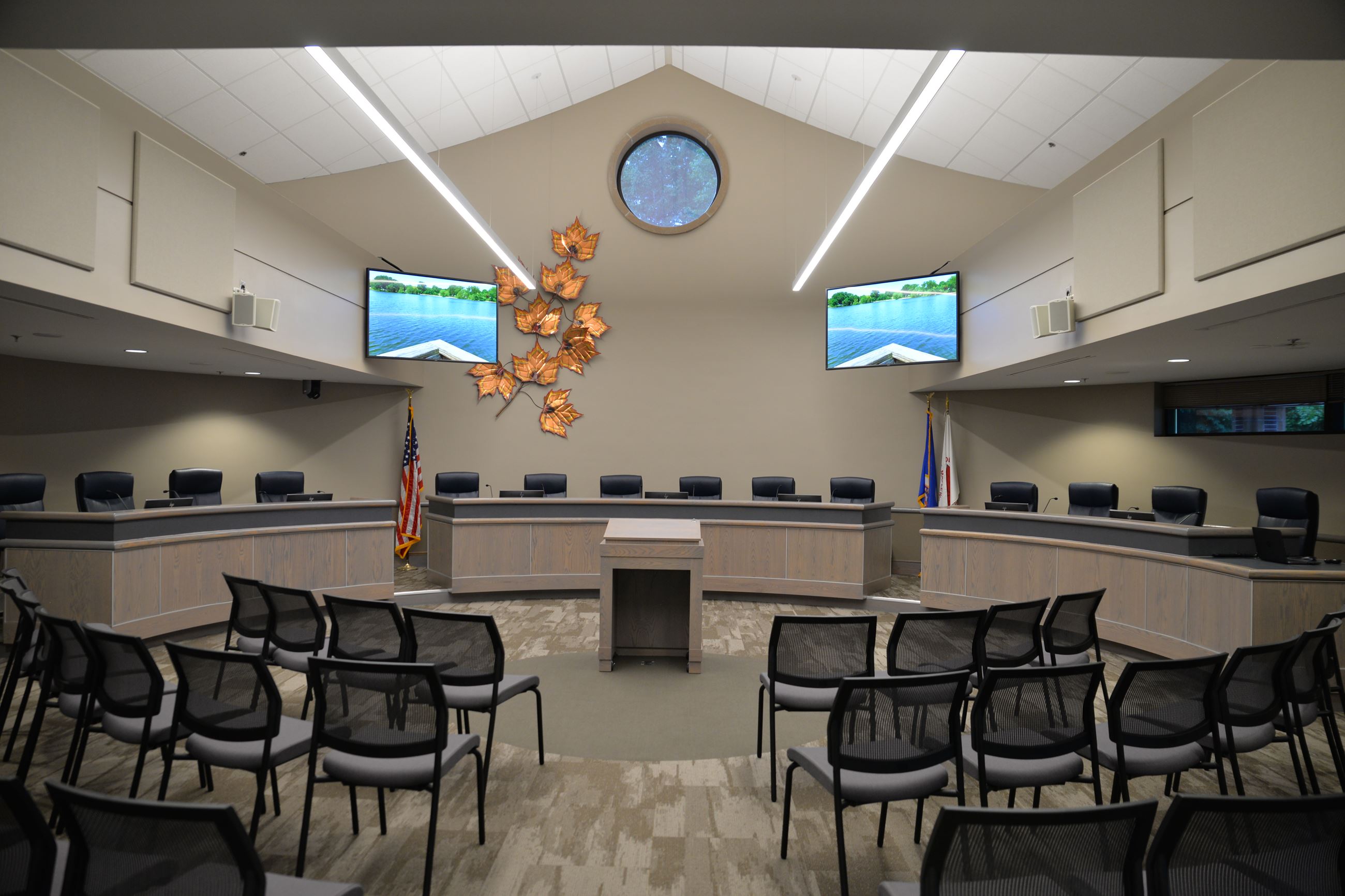 dais with chairs behind it